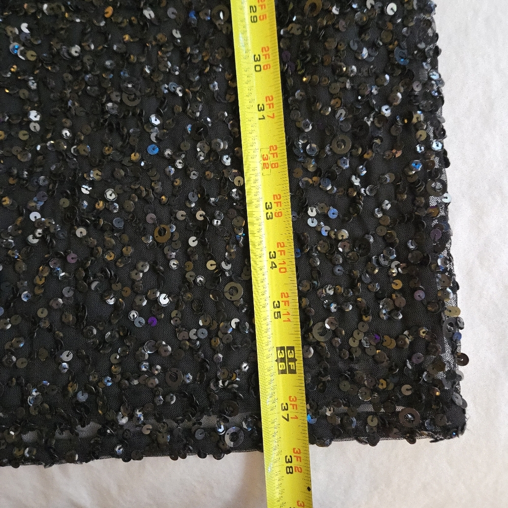 Adrianna Papell Black Sequin Off-Shoulder Midi Evening Party Dress MI3 - Picture 5 of 16